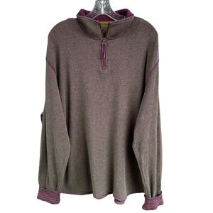 Robert Graham Mens XL Waffle Knit Quarter Zip Pullover Sweater Purple Green